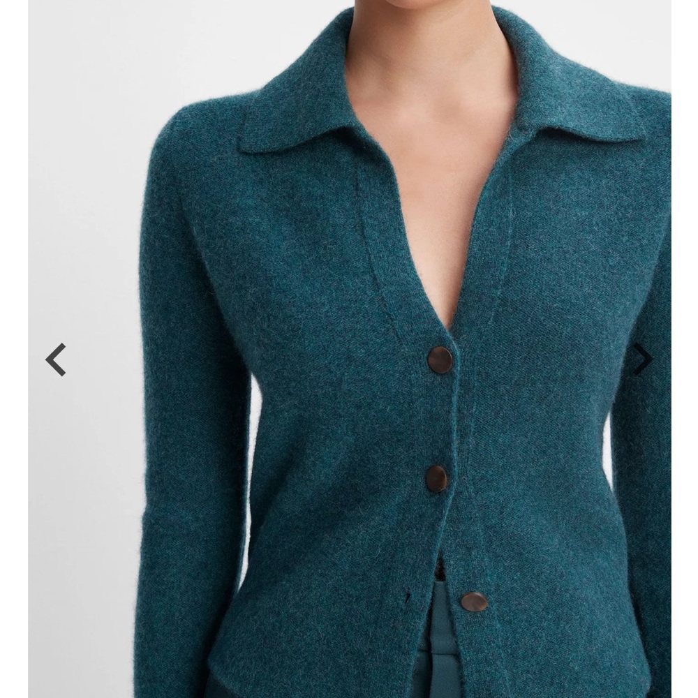 VINCE Collared Boiled Polo Cashmere Button Cardigan Sweater Knit Top XXS